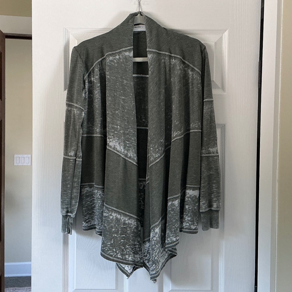 Allen Allen Open Front Cardigan Warm Green Small